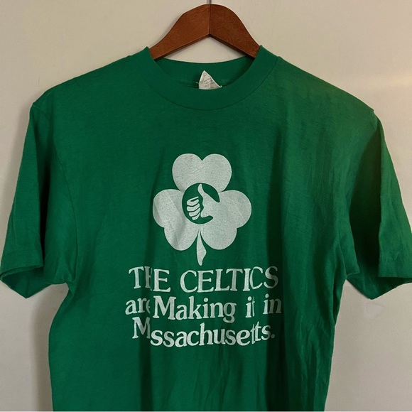 Vintage 1980s Boston Celtics Green Tee St Patrick’s Day T Shirt - Picture 4 of 4